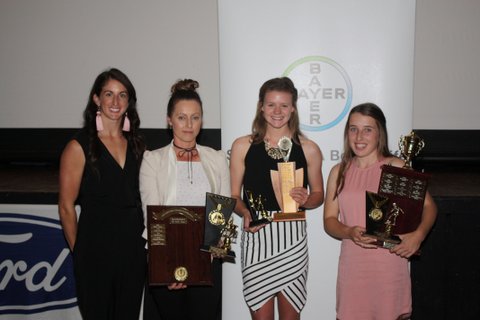 Alicia Quirk with the 3 major award winners Stephanie Cooper, Michaela Webb and Alyssa Armstrong