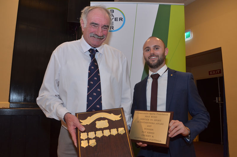 Pat Kerin, worthy winner of the Max Rudd Memorial Award for  Service to Sport, with Special Guest Scott Reardon 